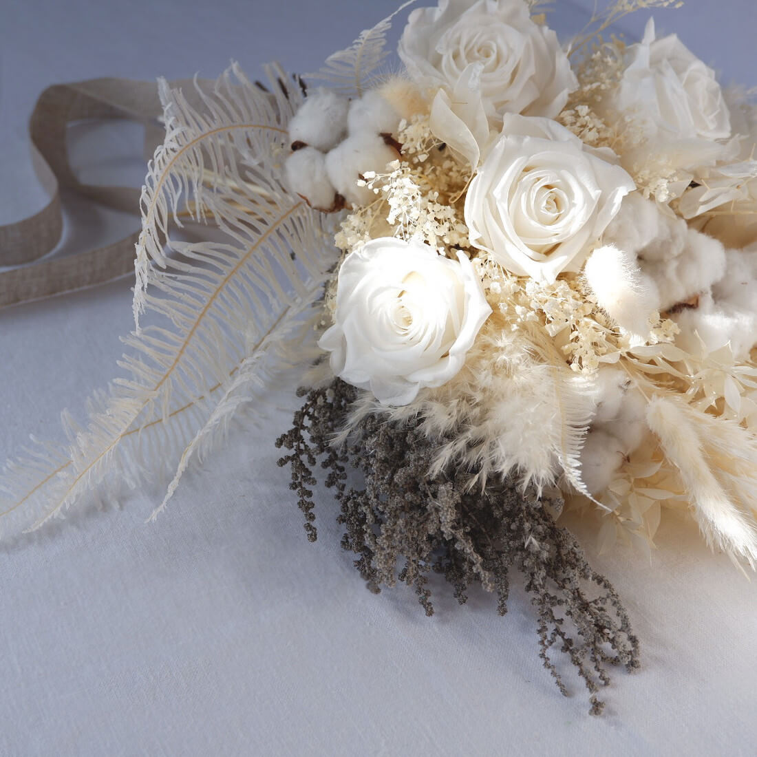 White Wedding Bridal Bouquet Preserved And Dried Wedding Flowers